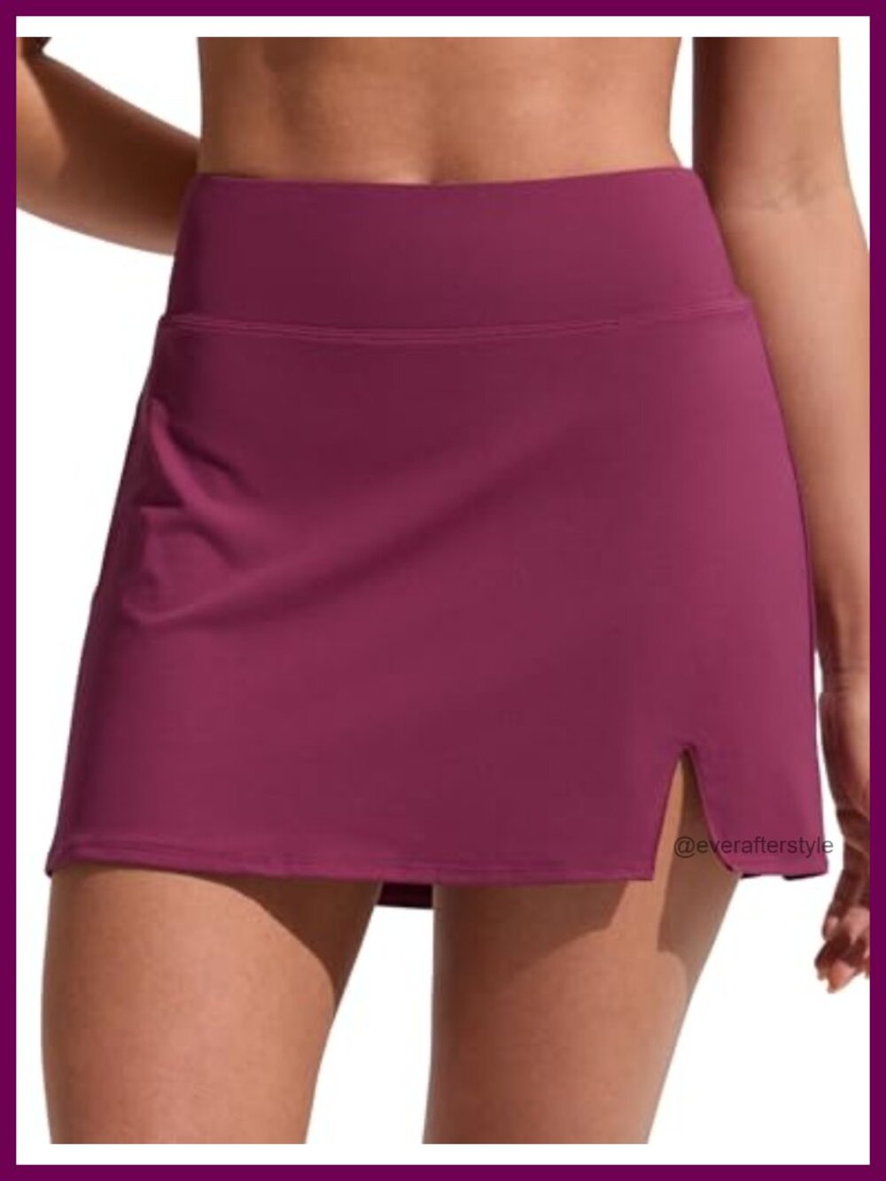 CRZ YOGA A-Line Swim Skirt High Rise Built-in Brief Mini Side Split